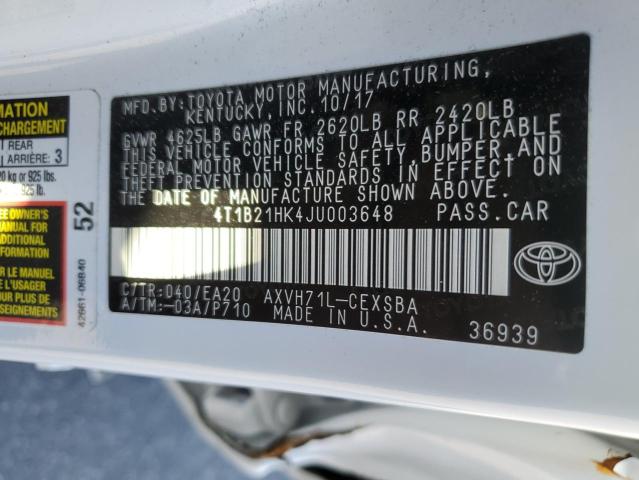 Photo 11 VIN: 4T1B21HK4JU003648 - TOYOTA CAMRY 