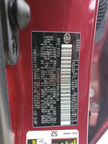 Photo 12 VIN: 4T1B21HK4JU504779 - TOYOTA CAMRY HYBR 