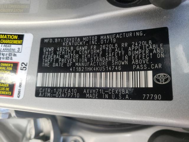 Photo 9 VIN: 4T1B21HK4KU514746 - TOYOTA CAMRY HYBR 