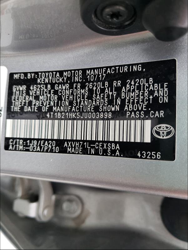 Photo 9 VIN: 4T1B21HK5JU003898 - TOYOTA CAMRY HYBR 