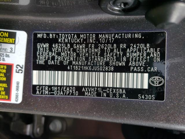 Photo 9 VIN: 4T1B21HK6JU502838 - TOYOTA CAMRY HYBR 