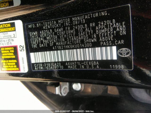 Photo 8 VIN: 4T1B21HK6KU014300 - TOYOTA CAMRY 