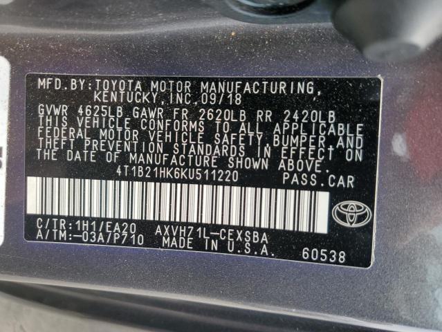 Photo 11 VIN: 4T1B21HK6KU511220 - TOYOTA CAMRY 