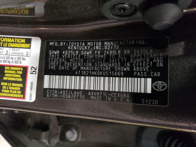 Photo 11 VIN: 4T1B21HK6KU515669 - TOYOTA CAMRY HYBR 