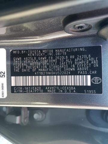 Photo 12 VIN: 4T1B21HK6KU522024 - TOYOTA CAMRY HYBR 