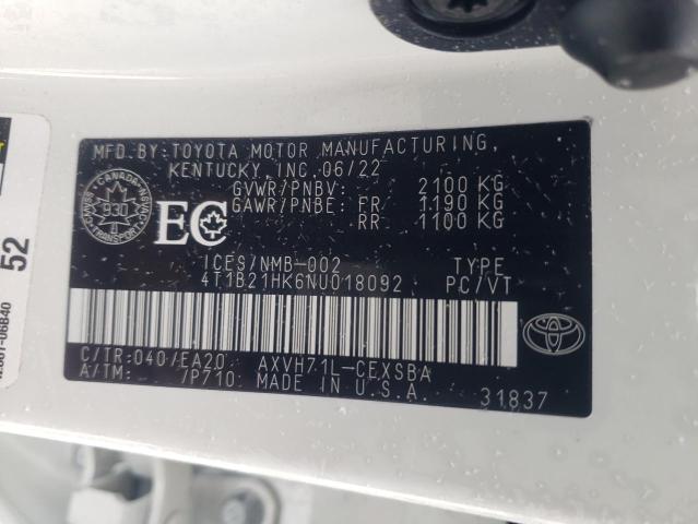 Photo 12 VIN: 4T1B21HK6NU018092 - TOYOTA CAMRY XLE 