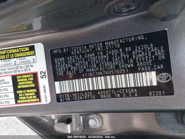 Photo 8 VIN: 4T1B21HK7KU515051 - TOYOTA CAMRY HYBRID 