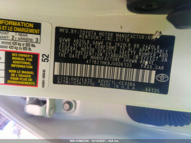 Photo 8 VIN: 4T1B21HK8JU006133 - TOYOTA CAMRY 