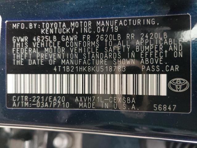 Photo 11 VIN: 4T1B21HK8KU518783 - TOYOTA CAMRY HYBR 