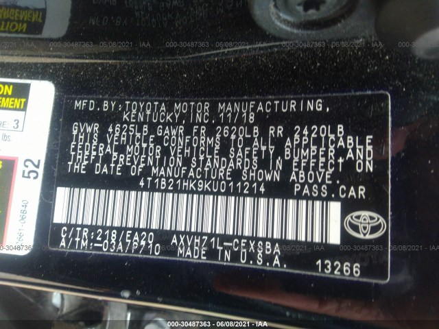 Photo 8 VIN: 4T1B21HK9KU011214 - TOYOTA CAMRY 