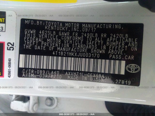 Photo 8 VIN: 4T1B21HKXJU003170 - TOYOTA CAMRY 