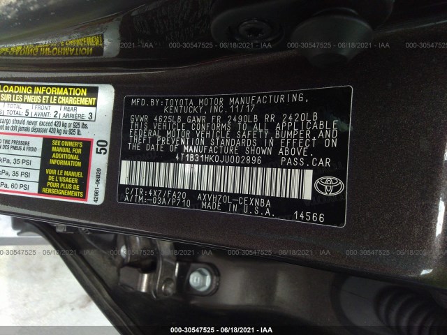 Photo 8 VIN: 4T1B31HK0JU002896 - TOYOTA CAMRY 