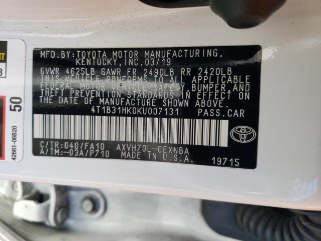 Photo 12 VIN: 4T1B31HK0KU007131 - TOYOTA CAMRY LE 