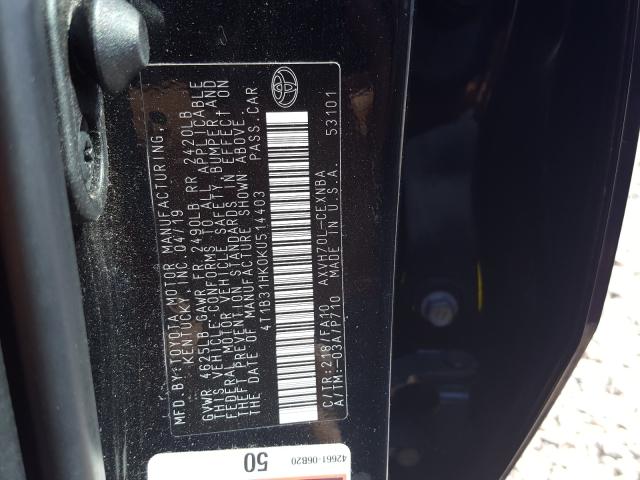 Photo 9 VIN: 4T1B31HK0KU514403 - TOYOTA CAMRY LE 