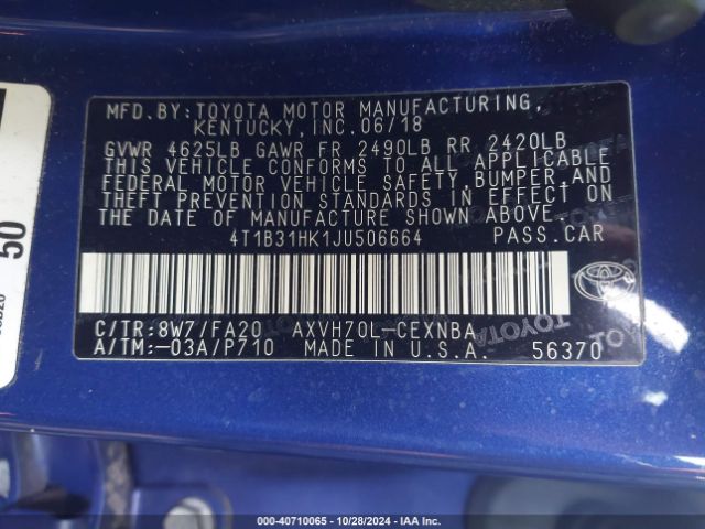 Photo 8 VIN: 4T1B31HK1JU506664 - TOYOTA CAMRY 