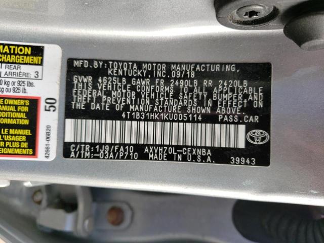 Photo 12 VIN: 4T1B31HK1KU005114 - TOYOTA CAMRY LE 