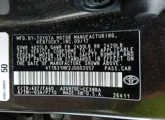 Photo 8 VIN: 4T1B31HK2JU002057 - TOYOTA CAMRY 