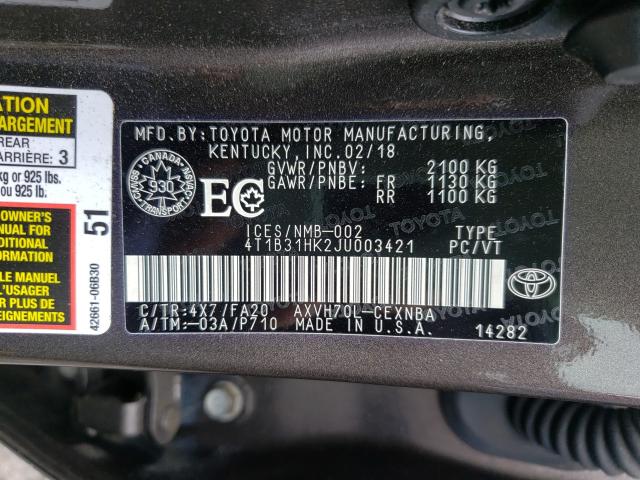 Photo 9 VIN: 4T1B31HK2JU003421 - TOYOTA CAMRY LE 