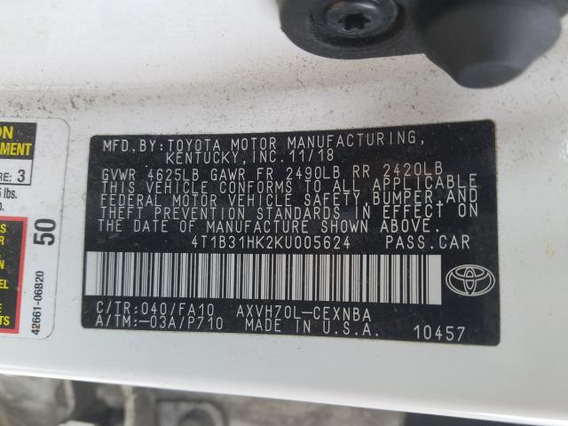 Photo 9 VIN: 4T1B31HK2KU005624 - TOYOTA CAMRY LE 