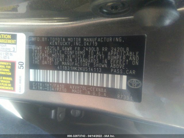 Photo 8 VIN: 4T1B31HK2KU514113 - TOYOTA CAMRY 