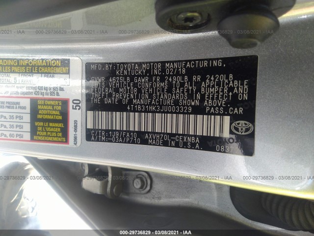 Photo 8 VIN: 4T1B31HK3JU003329 - TOYOTA CAMRY 