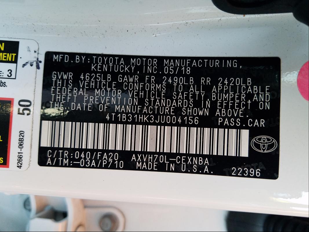 Photo 9 VIN: 4T1B31HK3JU004156 - TOYOTA CAMRY LE 