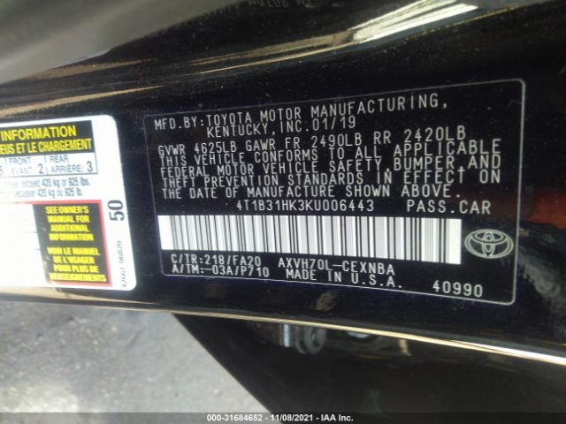 Photo 8 VIN: 4T1B31HK3KU006443 - TOYOTA CAMRY 