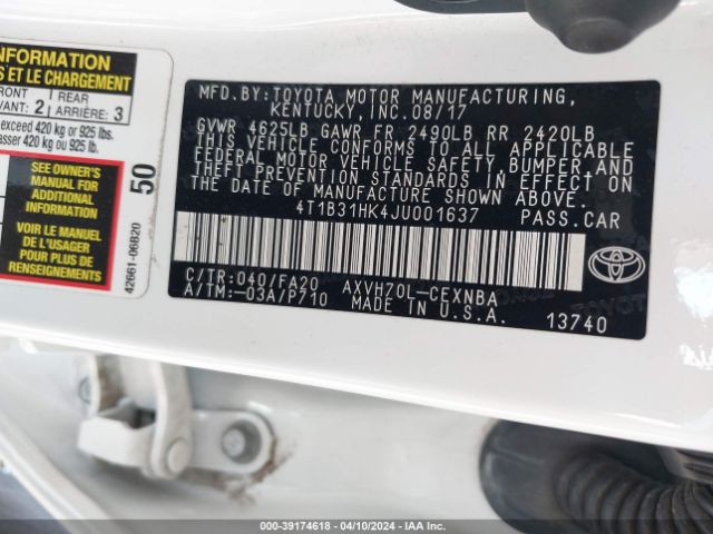 Photo 8 VIN: 4T1B31HK4JU001637 - TOYOTA CAMRY HYBRID 