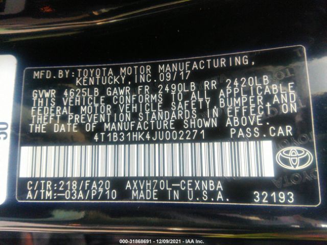 Photo 8 VIN: 4T1B31HK4JU002271 - TOYOTA CAMRY 