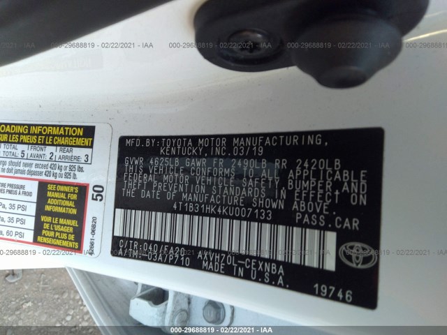 Photo 8 VIN: 4T1B31HK4KU007133 - TOYOTA CAMRY 