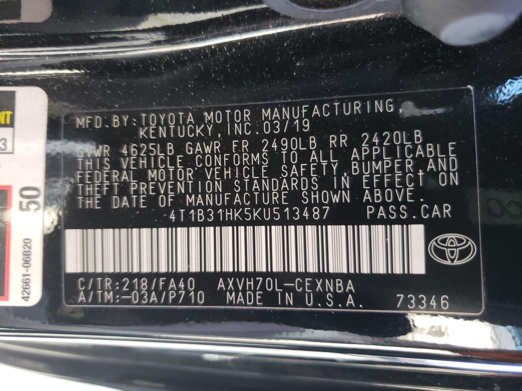 Photo 9 VIN: 4T1B31HK5KU513487 - TOYOTA CAMRY 