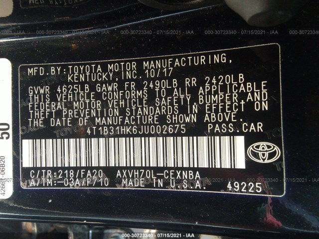 Photo 8 VIN: 4T1B31HK6JU002675 - TOYOTA CAMRY 