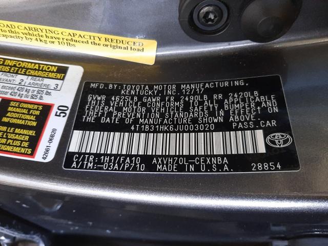 Photo 9 VIN: 4T1B31HK6JU003020 - TOYOTA CAMRY LE 