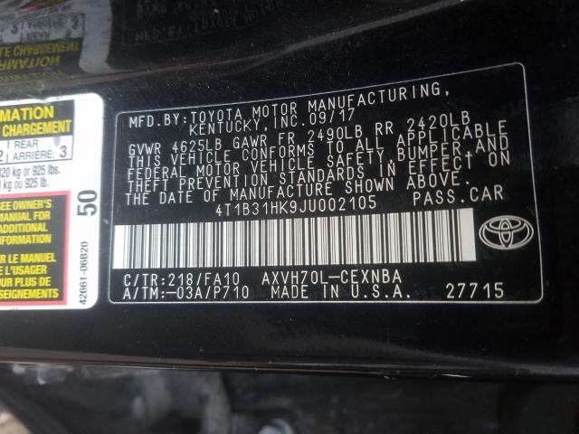 Photo 9 VIN: 4T1B31HK9JU002105 - TOYOTA CAMRY 