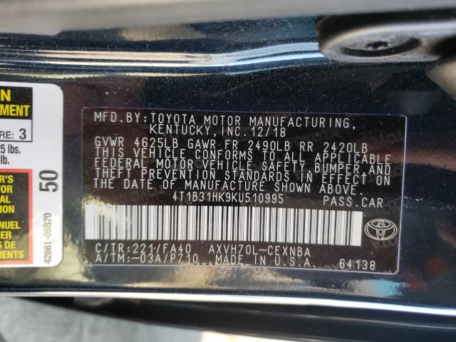 Photo 9 VIN: 4T1B31HK9KU510995 - TOYOTA CAMRY LE 