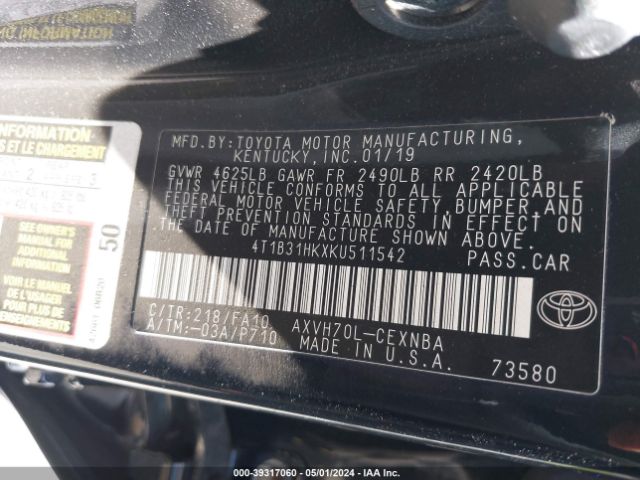 Photo 8 VIN: 4T1B31HKXKU511542 - TOYOTA CAMRY HYBRID 