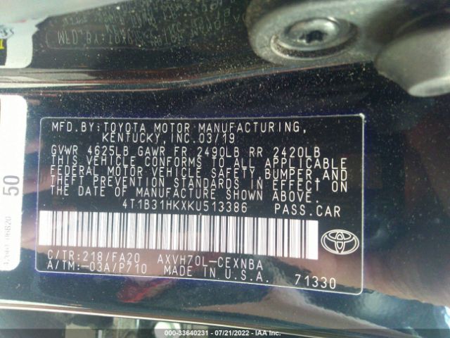 Photo 8 VIN: 4T1B31HKXKU513386 - TOYOTA CAMRY 