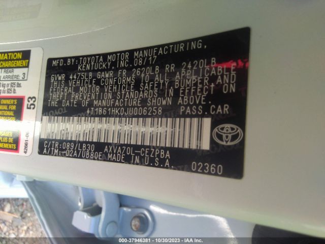 Photo 8 VIN: 4T1B61HK0JU006258 - TOYOTA CAMRY 