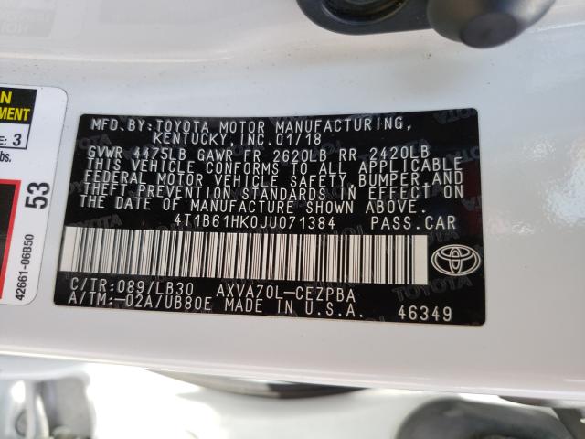 Photo 9 VIN: 4T1B61HK0JU071384 - TOYOTA CAMRY XSE 