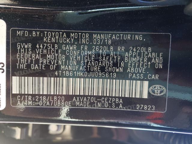 Photo 9 VIN: 4T1B61HK0JU095619 - TOYOTA CAMRY XSE 