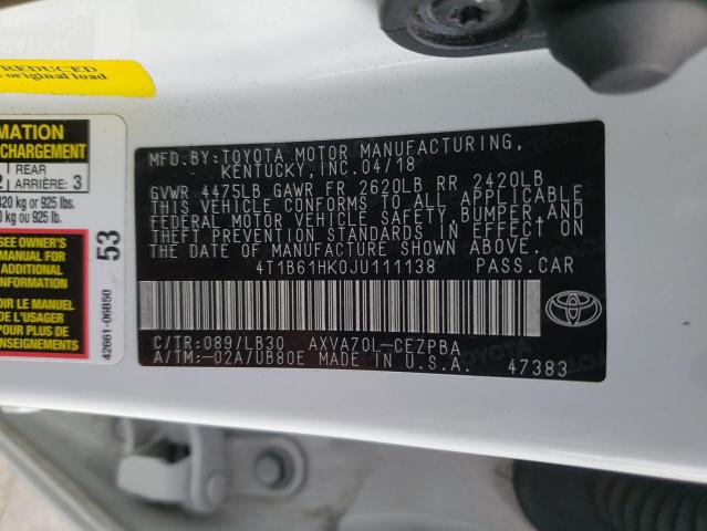 Photo 9 VIN: 4T1B61HK0JU111138 - TOYOTA CAMRY XSE 