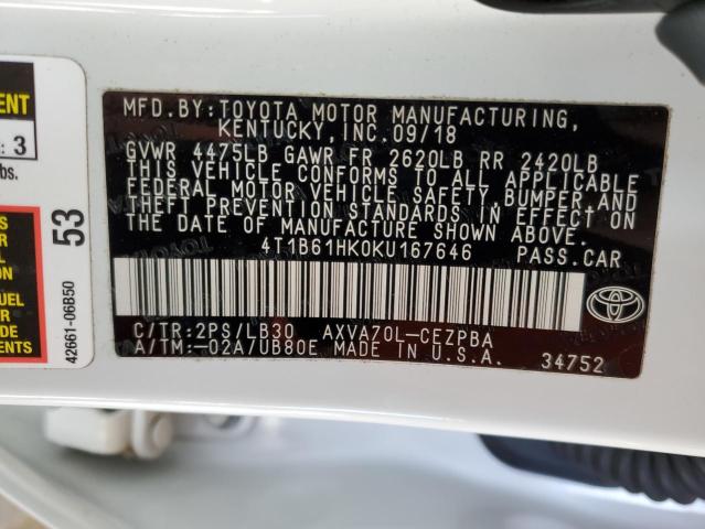 Photo 11 VIN: 4T1B61HK0KU167646 - TOYOTA CAMRY 