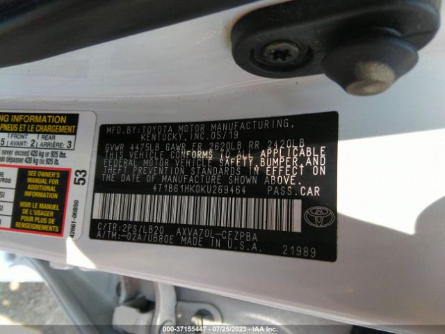 Photo 8 VIN: 4T1B61HK0KU269464 - TOYOTA CAMRY 