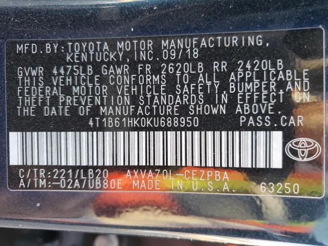 Photo 12 VIN: 4T1B61HK0KU688950 - TOYOTA CAMRY XSE 