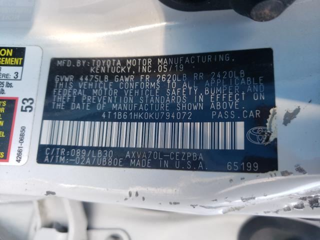 Photo 9 VIN: 4T1B61HK0KU794072 - TOYOTA CAMRY XSE 