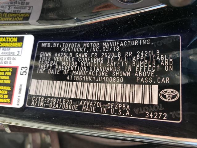 Photo 9 VIN: 4T1B61HK1JU100830 - TOYOTA CAMRY XSE 