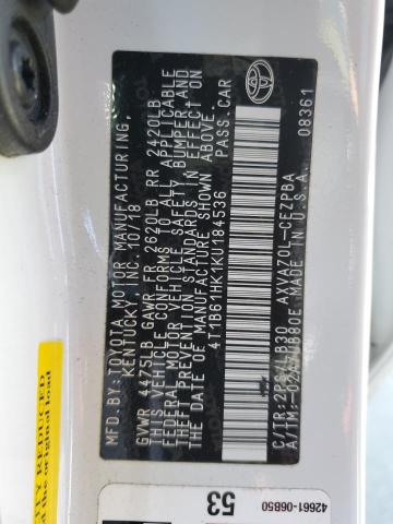 Photo 11 VIN: 4T1B61HK1KU184536 - TOYOTA CAMRY 