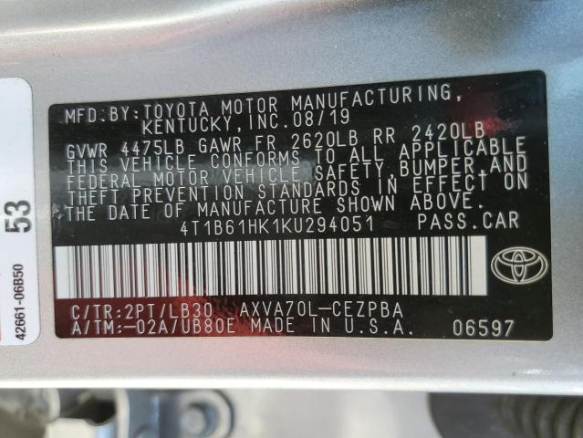 Photo 12 VIN: 4T1B61HK1KU294051 - TOYOTA CAMRY XSE 