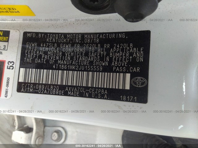 Photo 8 VIN: 4T1B61HK2JU155559 - TOYOTA CAMRY 