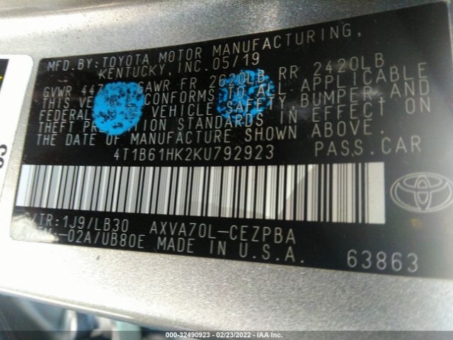 Photo 8 VIN: 4T1B61HK2KU792923 - TOYOTA CAMRY 